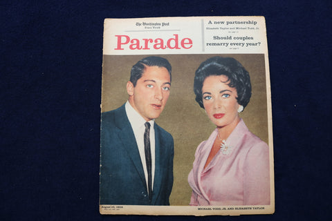 1958 AUGUST 10 PARADE MAGAZINE - ELIZABETH TAYLOR & MICHAEL TODD COVER - E 22351