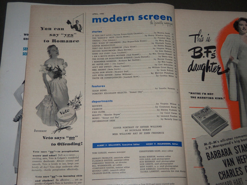 1948 APRIL MODERN SCREEN MOVIE MAGAZINE - ESTHER WILLIAMS COVER - M 138