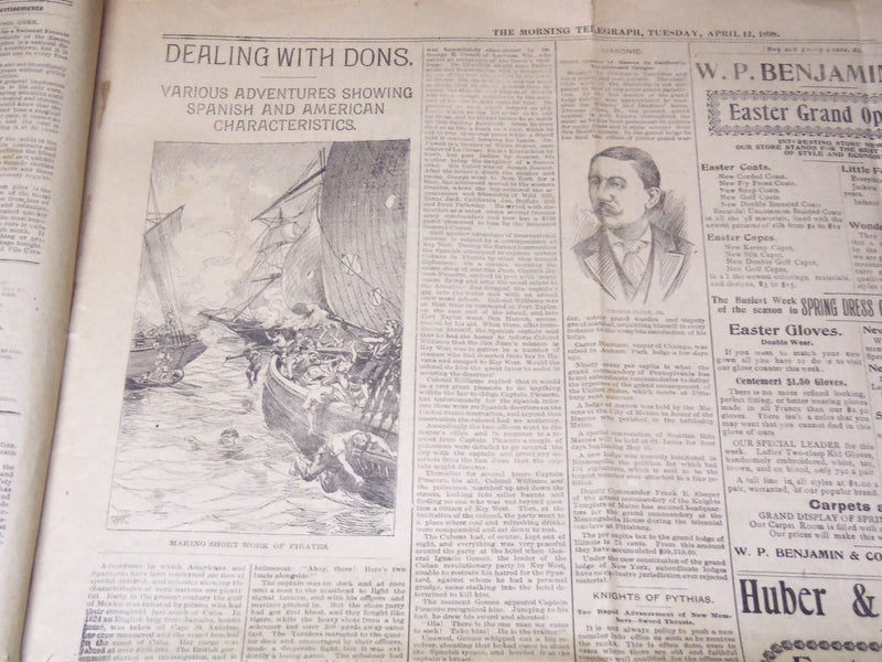 1898 APRIL 12 MORNING TELEGRAPH NEWSPAPER - MCKINLEY'S VIEWS ON MAINE - NP 2152A