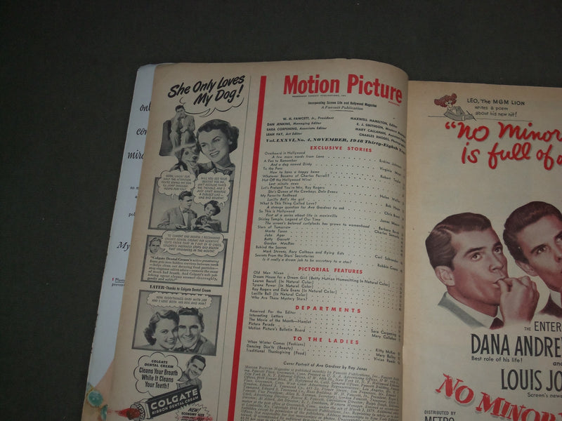 1948 NOVEMBER MOTION PICTURE MAGAZINE - AVA GARDNER COVER - M 89