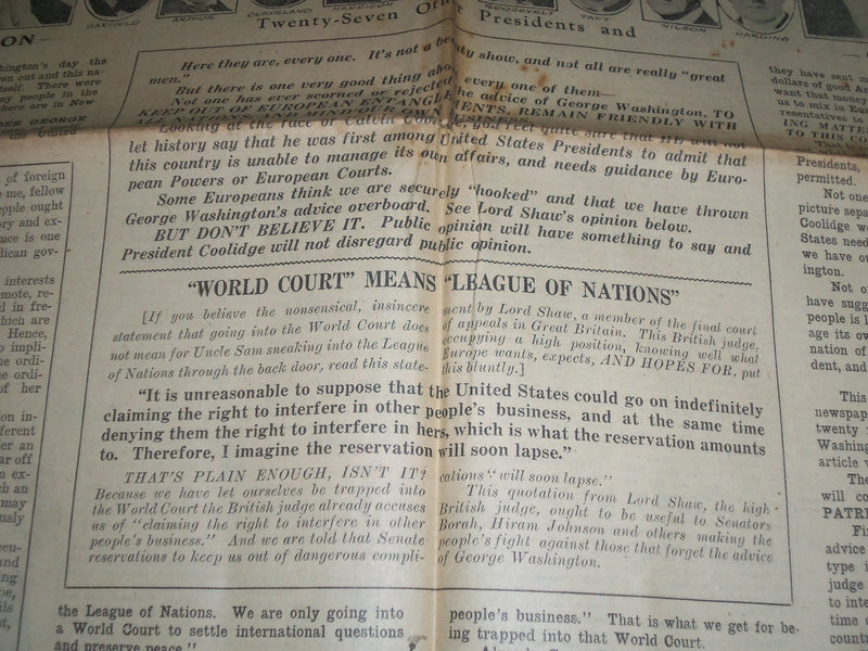 1926 MARCH 14 SAN ANTONIO SUNDAY LIGHT EDITORIAL SECTION- 29 PRESIDENTS- NP 972X
