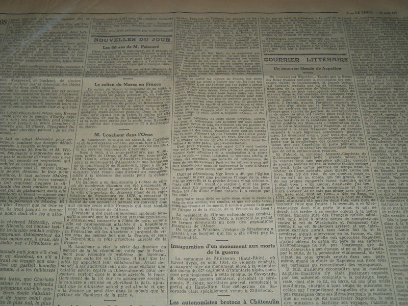 1926 JULY-SEPTEMBER LE TEMPS FRENCH NEWSPAPER BOUND VOLUME - VB 16