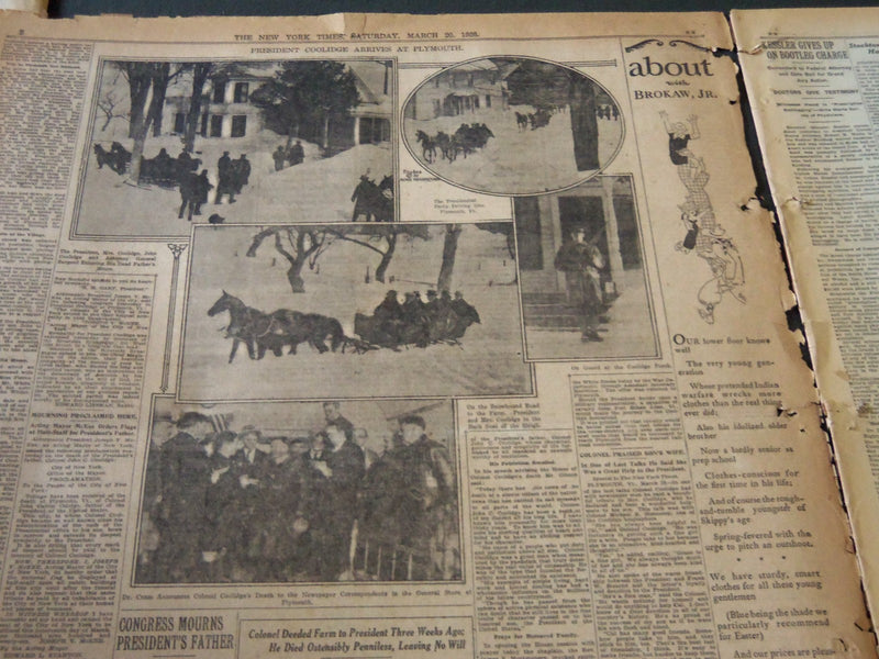 1926 MARCH 20 NEW YORK TIMES - SIMPLE RITES FOR COL. COOLIDGE TODAY - NT 5616