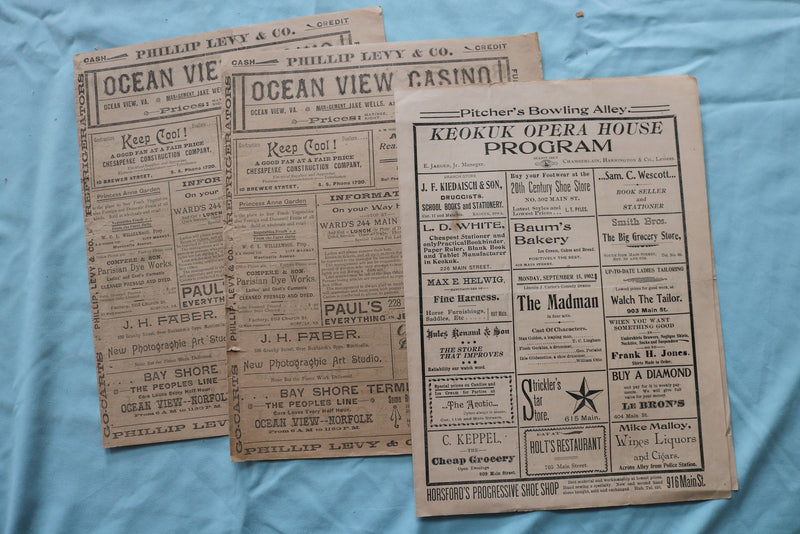 1890'S-1900'S EARLY THEATRE BROADSIDES - 75+ PIECES - GREAT LOT - K 3327