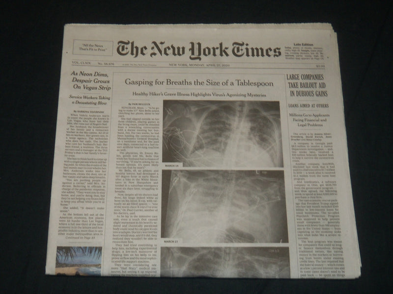 2020 APRIL 27 NEW YORK TIMES - LARGE COMPANIES TAKE BAILOUT AID IN DUBIOUS GAINS