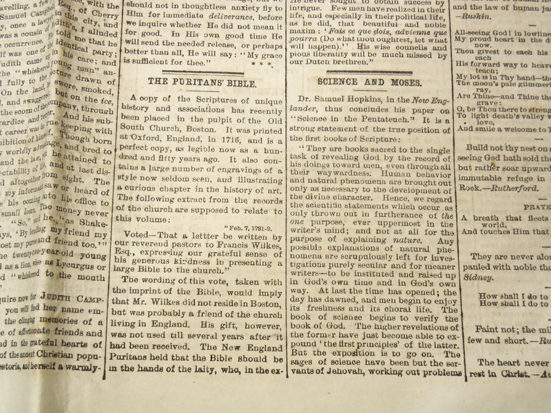 1877 JANUARY 18 NEW YORK OBSERVER NEWSPAPER - A THROUGH TRAIN - NP 8979