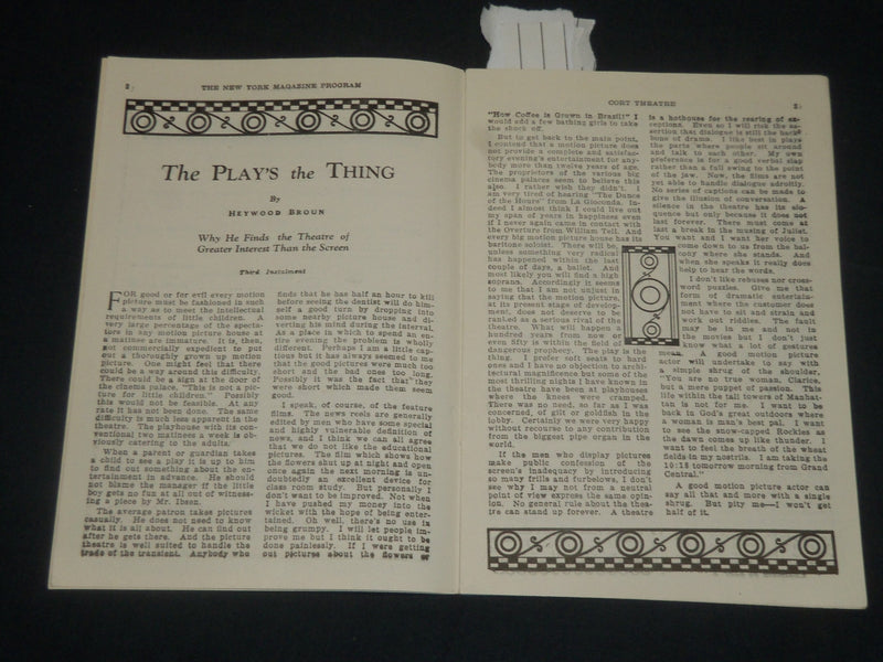 1927 BEHOLD THIS DREAMER - CORT THEATRE PROGRAM - NEW YORK - J 5674