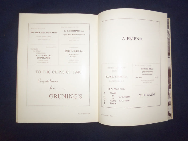 1940 THER MIRROR COLUMBIA HIGH SCHOOL YEARBOOK -S. ORANGE/MAPLEWOOD, NJ- YB 3066