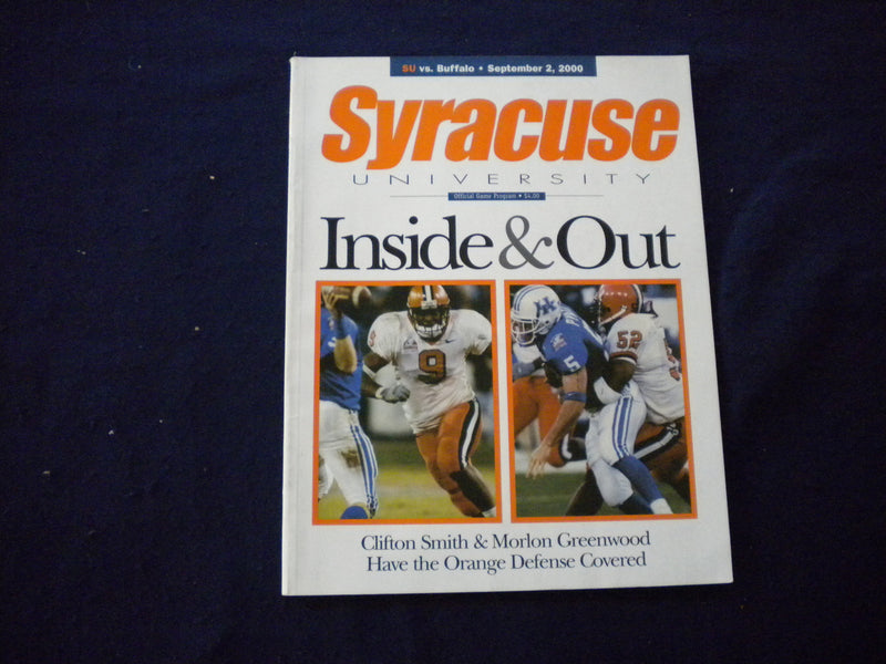 2000 SEPTEMBER 2 FOOTBALL PROGRAM - SYRACUSE UNIV VS UNIV BUFFALO - SP 3624U
