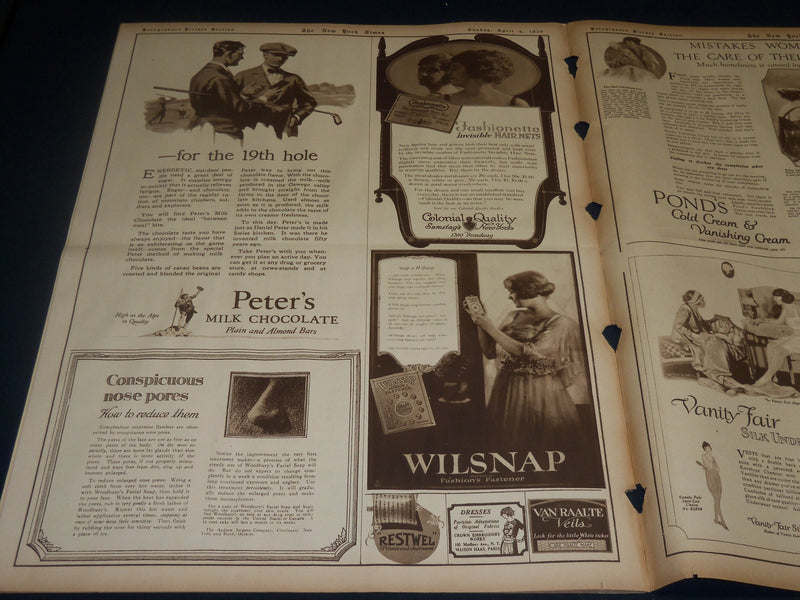 1920 APRIL 4 NEW YORK TIMES PICTURE SECTION - CHAPLIN - NICE PHOTOS - NT 8762