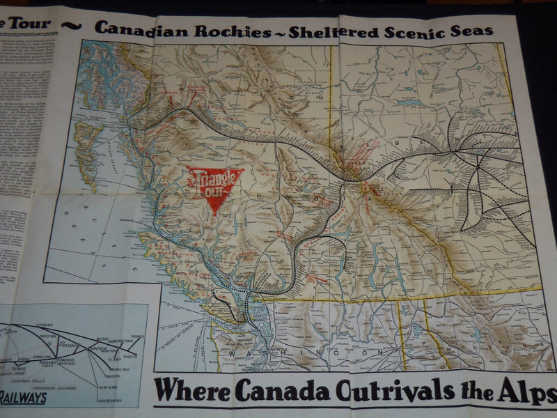 1925 THE TRIANGLE TOUR OF BRITISH COLUMBIA - MAP - CANADIAN RAILWAYS - J 8525