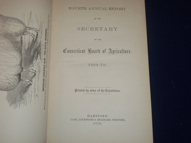 1869-1874 CONNECTICUT BOARD OF AGRICULTURE BOUND VOLUME LOT OF 2 - KD 2993