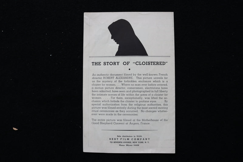 1936 CLOISTERED MOVIE PROGRAM - 55TH STREET PLAYHOUSE - K 1990