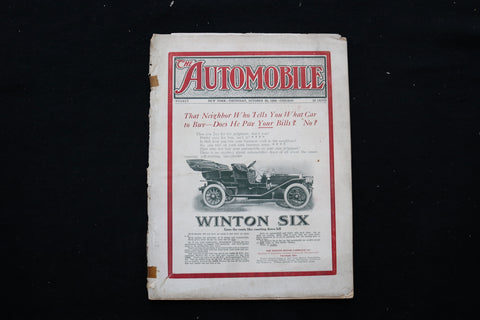 1908 OCTOBER 22 THE AUTOMOBILE MAGAZINE - WINSTON SIX COVER - E 10222