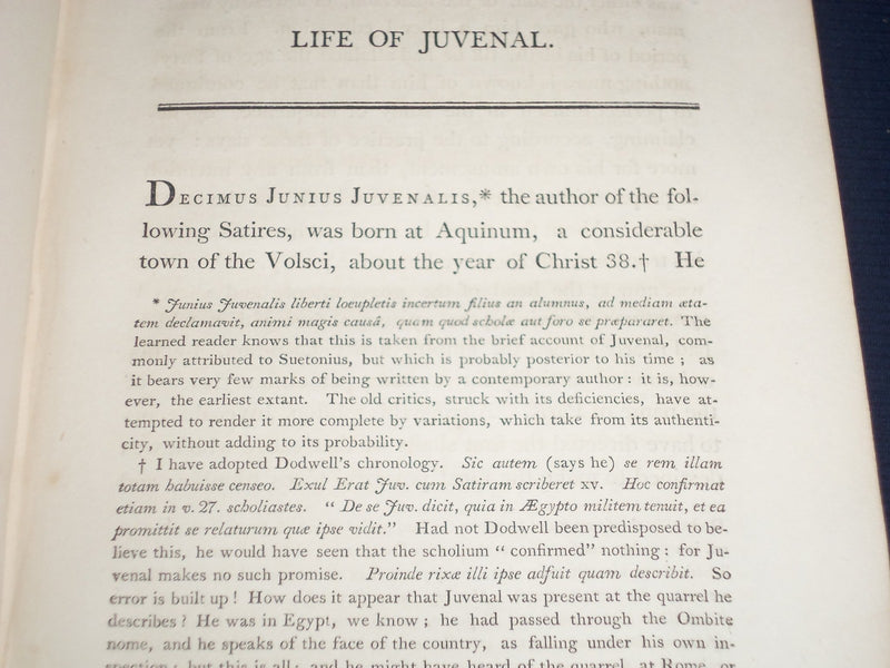 1803 SATIRES OF DECIMUS JUNIUS JUVENALIS VOL NO. 1 BY WILLIAM GIFFORD - KD 2223