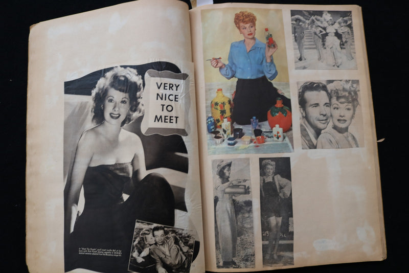 1940'S MOVIE STARS SCRAPBOOK -LUCILLE BALL-JENNIFER JONES-GREER GARSON - E 24941