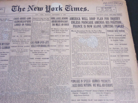 1923 NOVEMBER 5 NEW YORK TIMES - FRANCE IS NOW ALONE LIMITING PARLEY - NT 5867