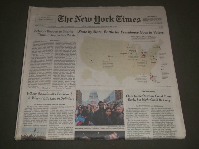 2012 NOV 6 NEW YORK TIMES - STATE BY STATE BATTLE FOR PRESIDENCY - NP 2732