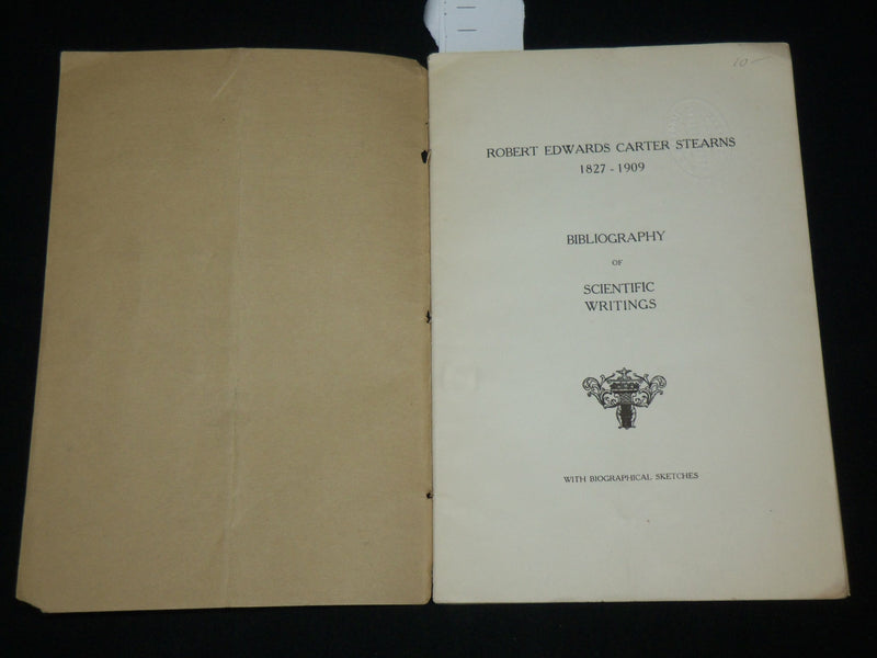 1911 ROBERT EDWARDS CARTER STEARNS BIBLIOGRAPHY SOFTCOVER BOOK - J 6520