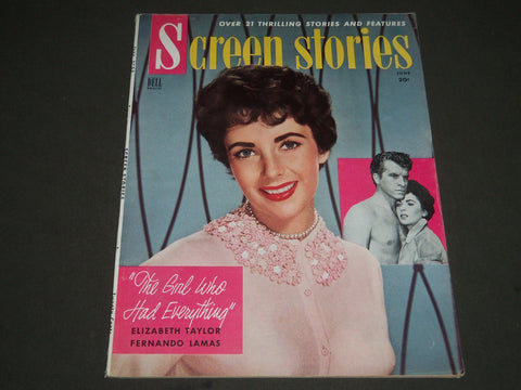1953 JUNE SCREEN STORIES MAGAZINE - ELIZABETH TAYLOR COVER - ST 4848