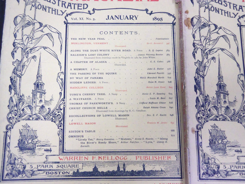 1895 NEW ENGLAND MAGAZINE LOT OF 7 ISSUES - NICE ILLUSTRATIONS & ADS - WR 451