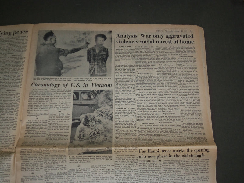1973 JANUARY 24 THE BALTIMORE SUN - VIETNAM WAR SETTLED - CEASE FIRE - NP 2950