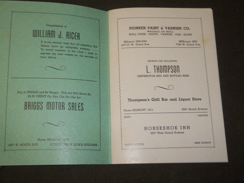 1940 OCTOBER 19 MAGES S. A. C. ANNUAL DANCE PROGRAM - LIONS BALLROOM - J 3482