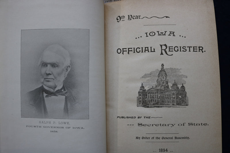 1894 IOWA OFFICIAL REGISTER - HARDCOVER BOOK - K 1767