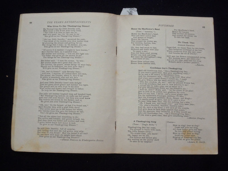 1909 NOV THE YEAR'S ENTERTAINMENTS FOR THE SCHOOL YEAR SOFTCOVER BOOK - J 9662