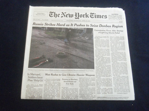 2022 APRIL 20 NEW YORK TIMES - RUSSIA STRIKES HARD AS IT PUSHES TO SEIZE DONBAS