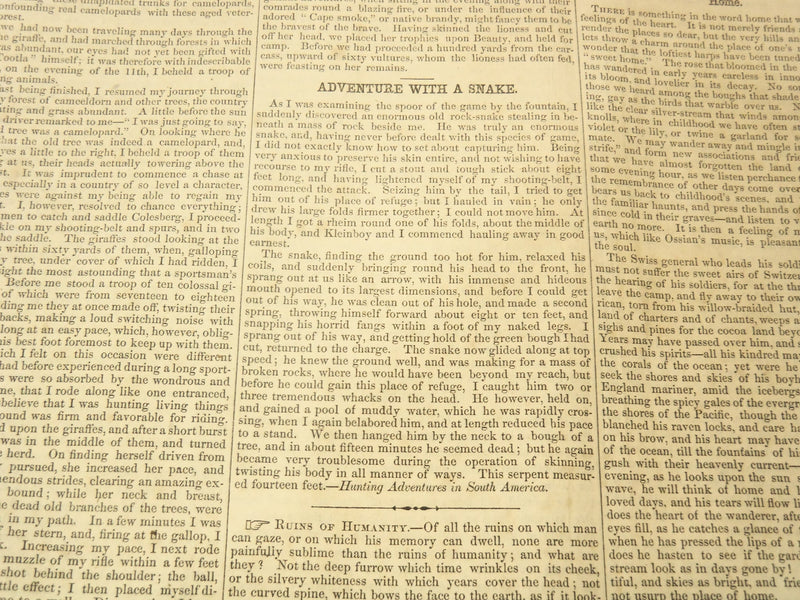 1850 SEPTEMBER 14 BOSTON MUSEUM NEWSPAPER - JENNY LIND - GIRAFFE - NP 9054
