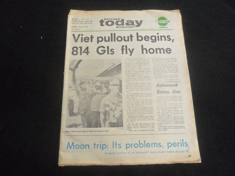 1969 JULY 8 CHICAGO AMERICAN TODAY NEWSPAPER- MOON TRIP PROBLEMS/PERILS- NP 5834