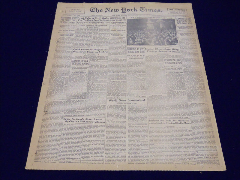1948 NOV 15 NEW YORK TIMES NEWSPAPER - ELIZABETH HAS SON 2D ROYAL LINE - NT 16