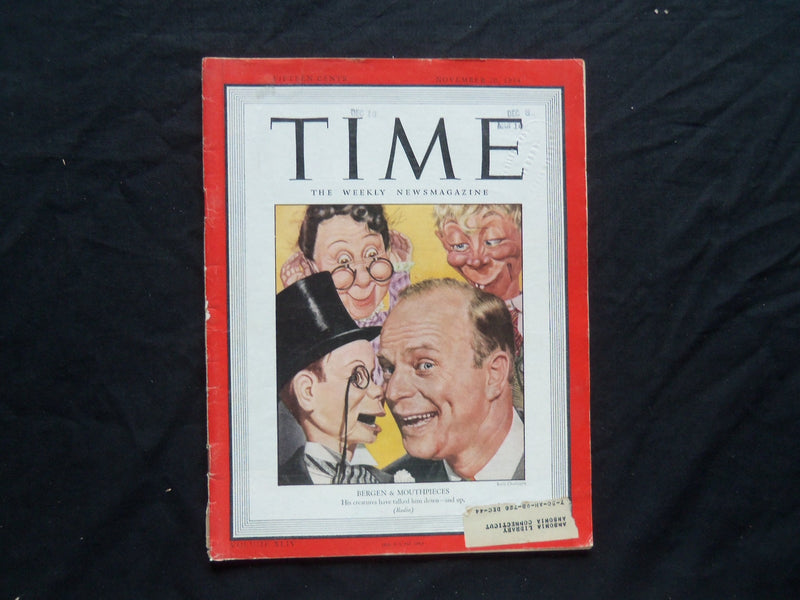 1944 NOVEMBER 20 TIME MAGAZINE - EDGAR BERGEN - T 943