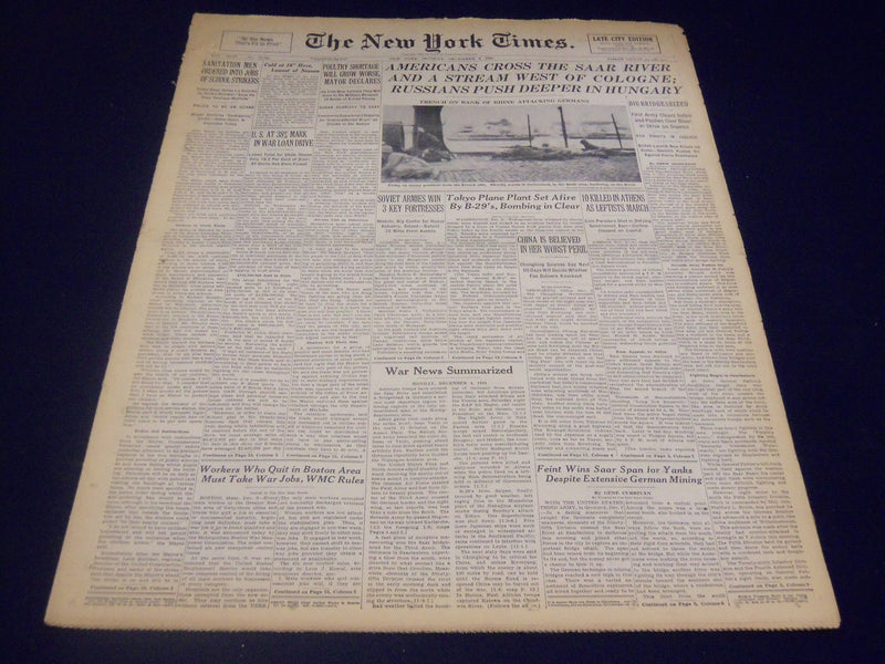 1944 DECEMBER 4 NEW YORK TIMES - AMERICANS CROSS SAAR RIVER - NT 3722