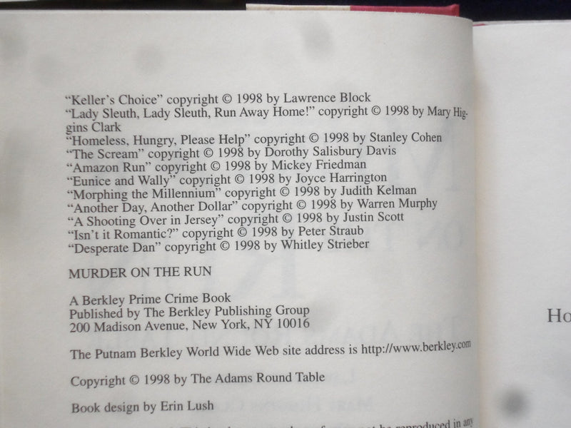 1998 MURDER ON THE RUN HARDCOVER BOOK - SIGNED BY PETER STRAUB - KD 9313