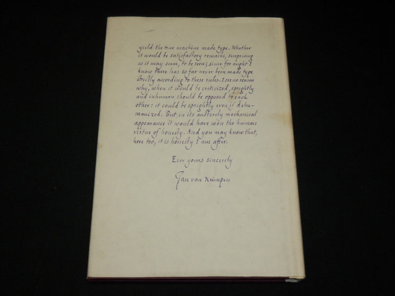 1972 A LETTER TO PHILIP HOFER HARDCOVER BOOK BY JAN VAN KRIMPEN - KD 6378