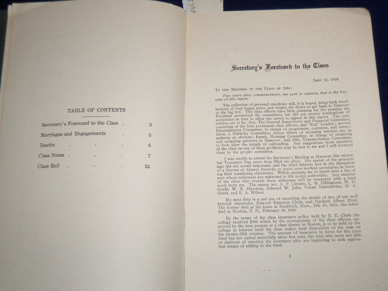 1916 THIRD ANNUAL REPORT CLASS OF 1914 DARTMOUTH COLLEGE - K 509
