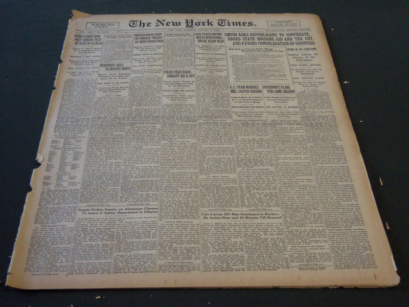 1926 JANUARY 7 NEW YORK TIMES - SMITH ASKS REPUBLICANS TO COOPERATE - NT 5689