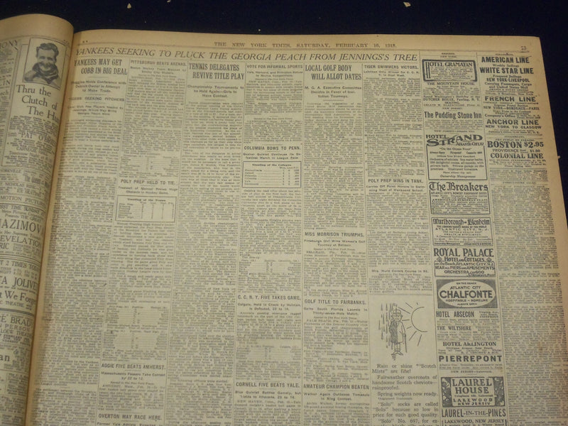 1918 FEBRUARY 16 NEW YORK TIMES - GERMAN RAIDERS SINK EIGHT BOATS - NT 8246