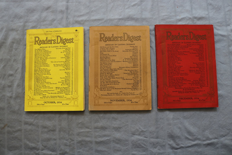 1934 READER'S DIGEST MAGAZINE - LOT OF 12 - COMPLETE YEAR - O 3341