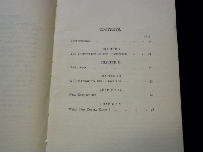 1917 THE GERMAN CHANCELLOR OUTBREAK OF WAR BOOK BY J. W. HEADLUM - J 7239