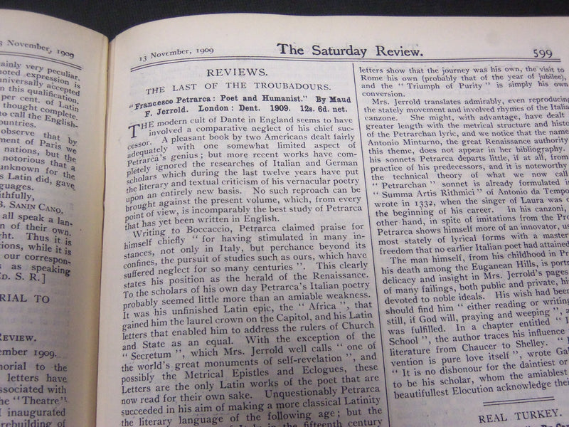 1909 SATURDAY REVIEW 2 BOUND VOLUMES - COMPLETE YR- PUBLISHED IN LONDON - R 1093
