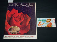 1970 ROSE BOWL PROGRAM - MICHIGAN VS. SOUTHERN CALIFORNIA - TICKET STUB - J 8696