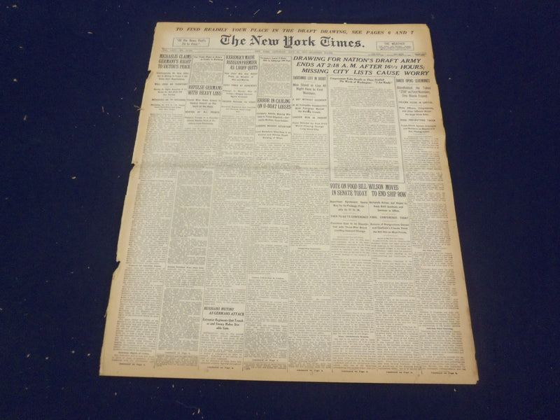 1917 JULY 21 NEW YORK TIMES - DRAWING FOR NATION'S DRAFT ARMY - NT 9317