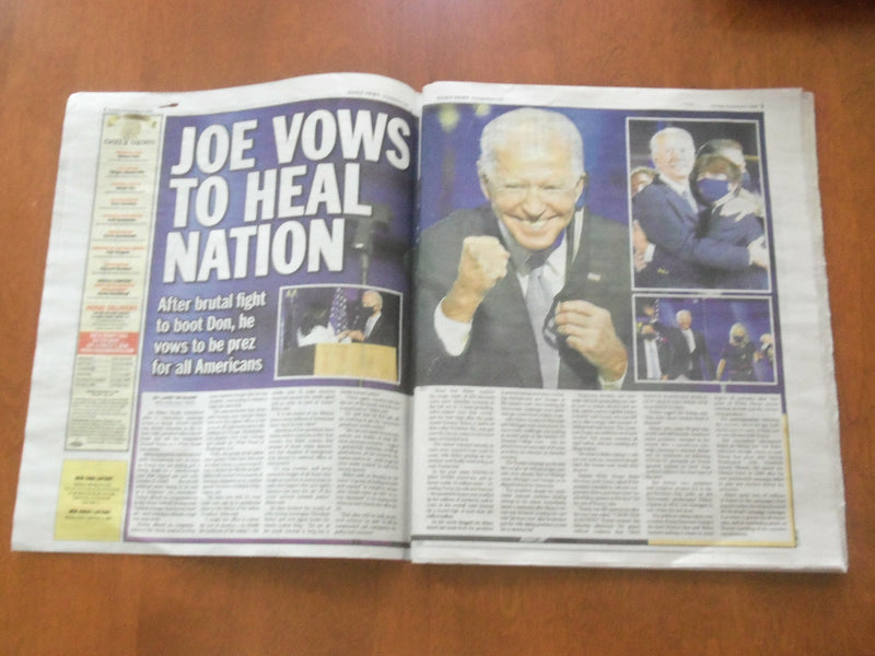 2020 NOVEMBER 8 NEW YORK DAILY NEWS NEWSPAPER- JOE BIDEN & KAMALA HARRIS ELECTED