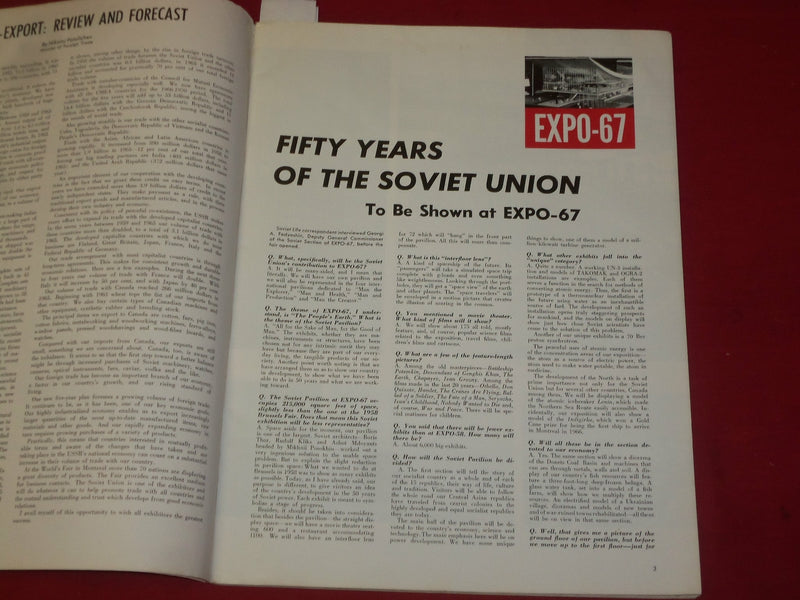 1967 MAY SOVIET LIFE MAGAZINE - USSR AT EXPO-67 - RUSSIAN REVOLUTION - B 6193