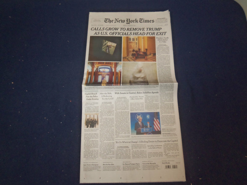 2021 JANUARY 8 NEW YORK TIMES - CALLS GROW TO REMOVE TRUMP - TRUMP CONCEDES LOSS