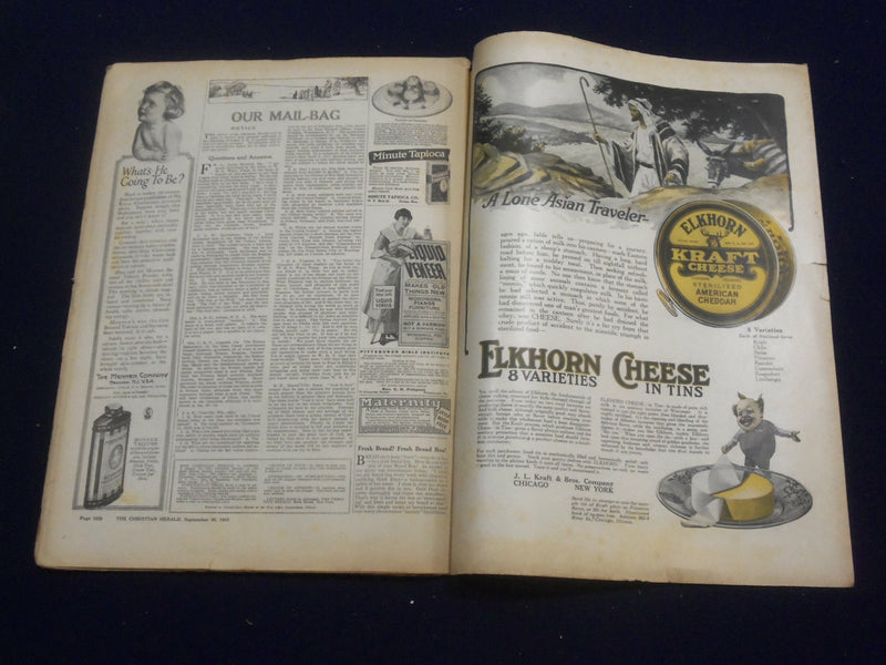 1919 SEPTEMBER 20 CHRISTIAN HERALD MAGAZINE - NICE ILLUSTRATED COVER - ST 6592