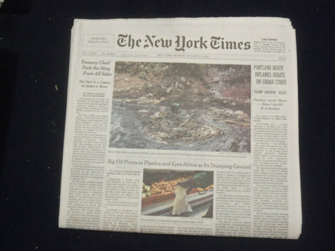 2020 AUGUST 31 NEW YORK TIMES - PORTLAND DEATH INFLAMES DEBATE ON URBAN STRIFE